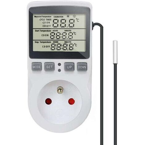 Thermostat Numérique Régulateur de Température Prise Prise 230V 16A avec Capteur Chauffage Réfrigérateur Thermostat Régulateur pour Serre Reptile Terrarium Maison