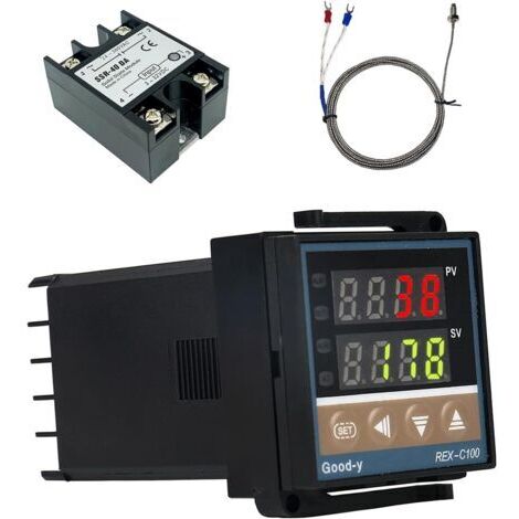 Thermostat numérique REX-C100 – Plage de température 0-1300 °C – Alarme PID – Sortie relais SSR – Précision ±1 °C pour applications industrielles