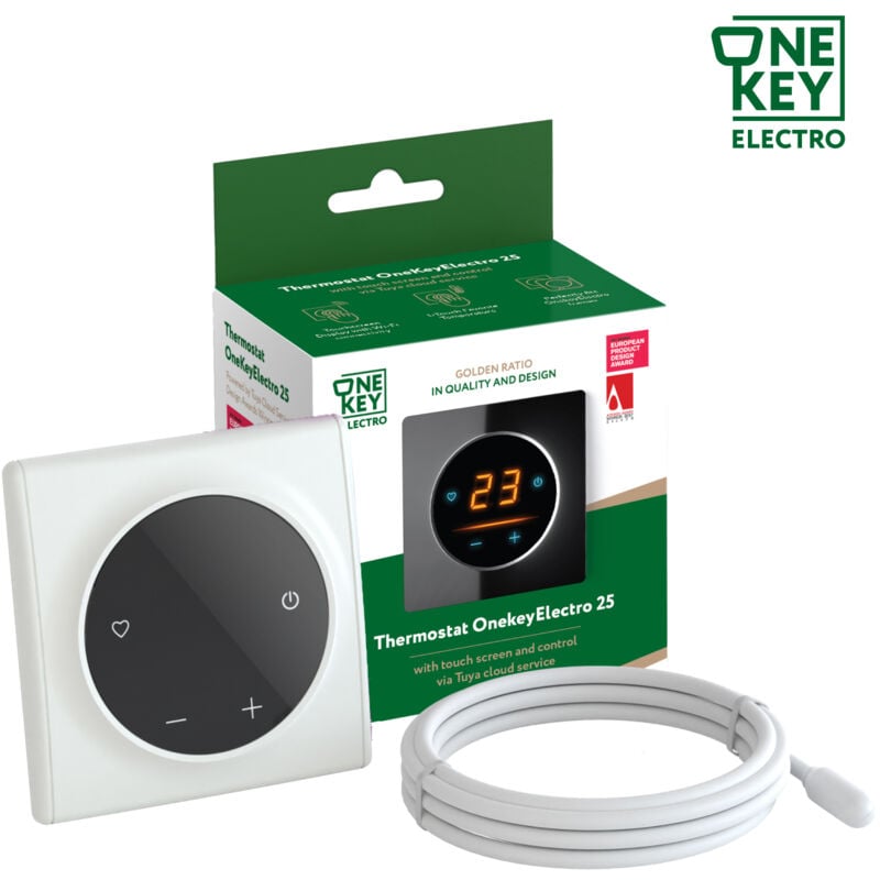 Thermostat OneKeyElectro 25 WIFI Tactile avec cadre Florence - blanc