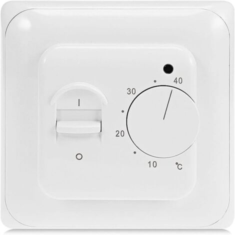 Thermostat Plancher Chauffant - AC 230 V - 16 A - Sonde Sol Intégrée + Capteur Extérieur 3 M - Plage 5 À 40 °C - Montage Encastré - 1 Pièce