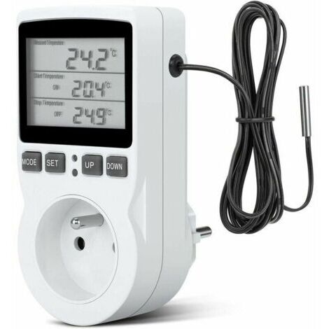 Thermostat Plug, Digital Timer Plug, Programmable Digital Plug with Probe, Programmable Digital Timer, Thermostat Plug for Greenhouse and Aquarium Heating - Versailles