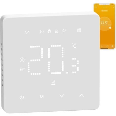Thermostat pour Chauffage au Sol Electrique,Thermostat Intelligent WiFi Thermostats d'ambiance programmables avec sonde Compatible avec Alexa et Google Home,16A