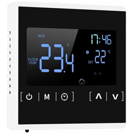 Thermostat pour Chauffage électrique au Sol, température programmable et Affichage LCD avec Double température et Double contrôle, câble de capteur Externe de 3 mètres, Thermostat Intelligent 85X85X16
