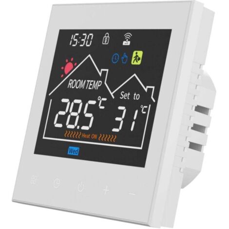 Thermostat pour chauffe-eau/chaudière à gaz, thermostat programmable 3 A, mémoire de panne de courant, blanc (Wi-Fi non inclus) XXW