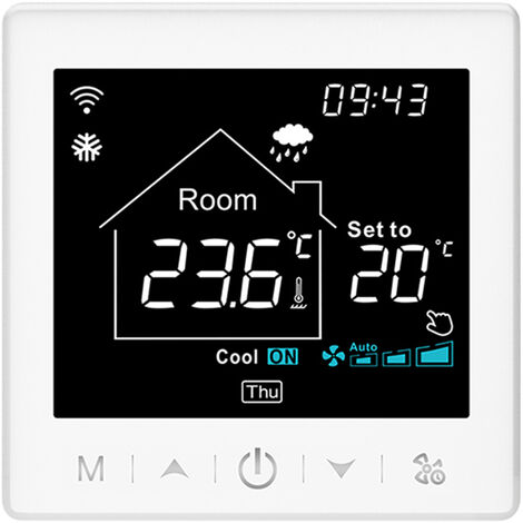 Thermostat intelligent pour ventilo-convecteur Affichage 3.5 Inch LCD Thermostat intelligent programmable Verrouillage enfant