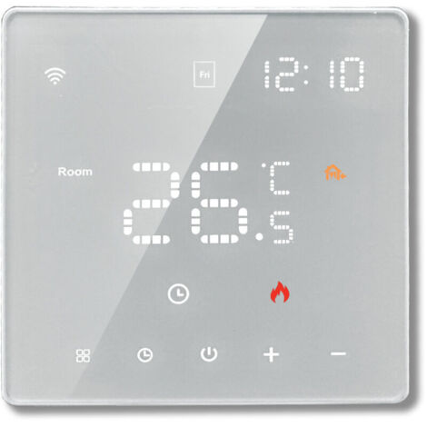 Thermostat pour Plancher Chauffant Intelligent WiFi , Thermostat de Chauffage Électrique Domestique Intelligent avec Contrôle Vocal, Écran Couleur LED Blanc
