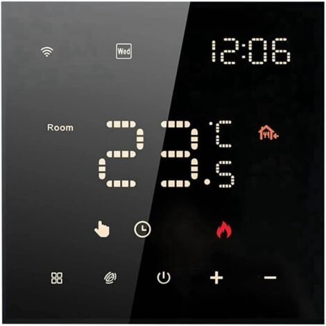 Thermostat pour Plancher Chauffant Intelligent WiFi , Thermostat de Chauffage Électrique Domestique Intelligent avec Contrôle Vocal, Écran Couleur LED Noir