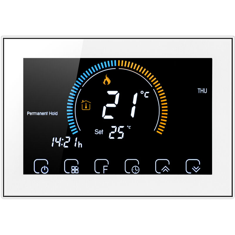 Lifcausal - Thermostat programmable 95-240 v 5 + 1 + 1 écran tactile lcd à six périodes avec fonction de verrouillage du régulateur de température de