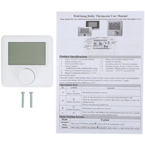 Thermostat programmable HYO6BW avec affichage numérique LCD et régulateur de température