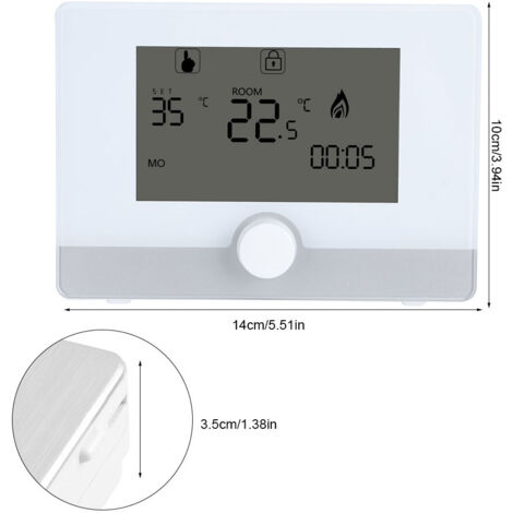 Thermostat Programmable pour Chauffage Central, Régulateur de Température pour Chaudière Murale Noire