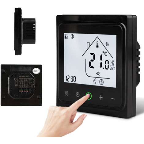 Thermostat radiateur électrique ME86H, 16A Thermostat intelligent WiFi Contrôleur programmable, Thermostat de chauffage au sol, Convient pour le salon, la chambre, CONENTOOL, Noir