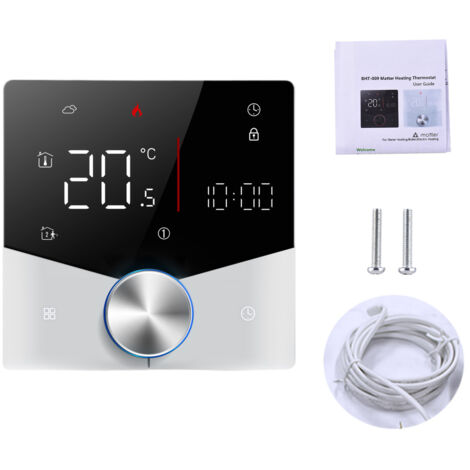 Thermostat sans fil, adapté aux appareils de chauffage électrique domestiques, compatible avec une application et un assistant vocal, contrôle précis de la température, compatible avec l'alimentation 