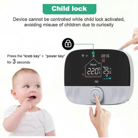 Thermostat sans fil intelligent Tuya Wifi pour batterie de chauffage de chaudière à gaz--