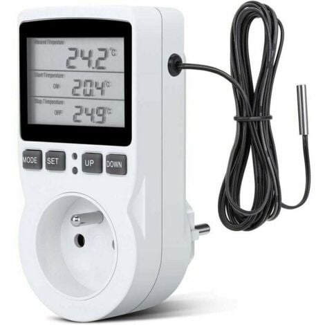 Thermostat Socket, Digital Timer Socket, Digital Programmable Socket with Probe, Programmable Digital Timer, Heating Thermostat Socket for Greenhouse, Aquarium
