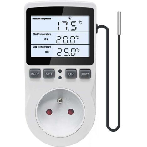 Thermostat socket with 3-meter probe 220 V, temperature controller, digital socket with LCD backlight, temperature controller for brooder, refrigerator, greenhouse MUMU