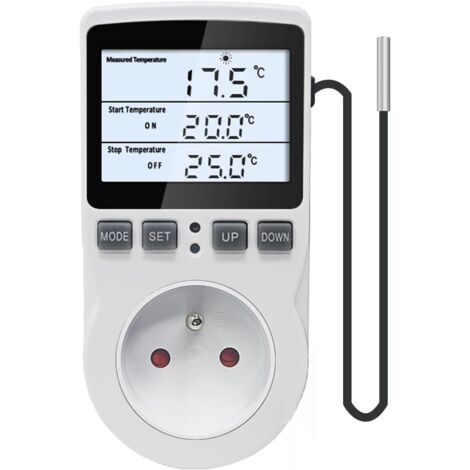 Thermostat-Steckdose mit 3-Meter-Sonde 220 V, Temperaturregler, digitale Steckdose mit LCD-Hintergrundbeleuchtung, Temperaturregler für Brooder, Kühlschrank, Gewächshaus