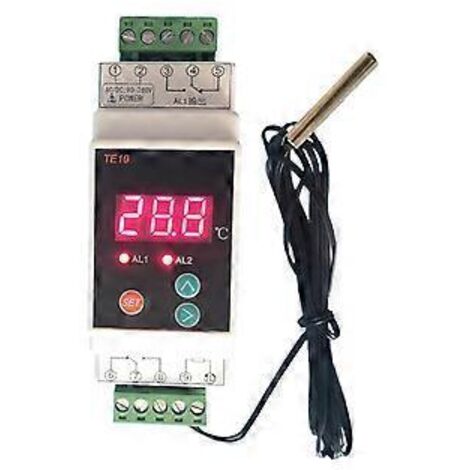 Thermostat sur rail DIN avec sortie pratique à 2 voies (-40-110 °C), alarme de température, contrôleur de sortie 7 A/250 V