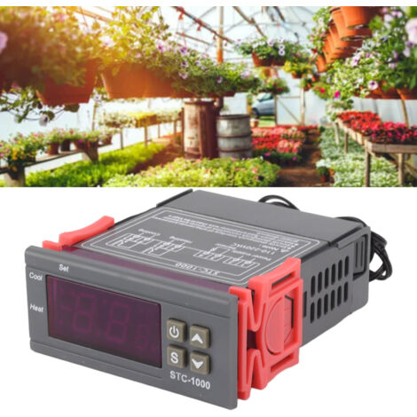 Thermostat Switch STC‑1000 – Contrôleur de Température Micro‑ordinateur avec Display Digital pour Aquarium/Serre – [110‑220V, ABS, 1m Sensor, 10A]
