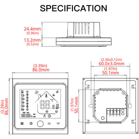 Thermostat Wi-Fi programmable à écran tactile avec régulateur de température intelligent pour chaudière électrique/à eau/à gaz et chauffage au sol.