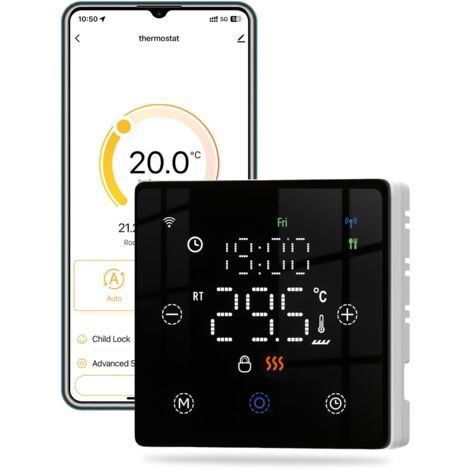 Thermostat WiFi à Chauffage à Batterie Caldera, Thermostat Programmable Contrôle Vocal, Convient aux chaudières à gaz à 2 Ligne, Compatible avec Google Assistant/Alexa/Tuya/Smart Life