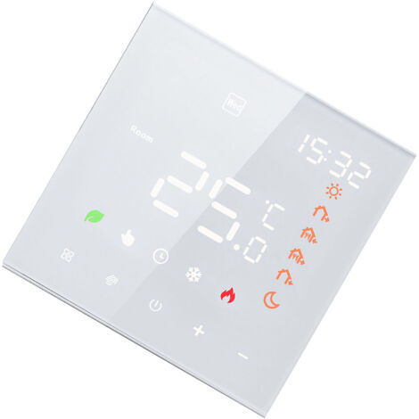Thermostat WiFi Commande Vocale 16A Écran LCD Numérique Programmable Écran Tactile Chauffage au Sol Régulateur de Température Thermostat Mural Numérique Intelligent - blanc