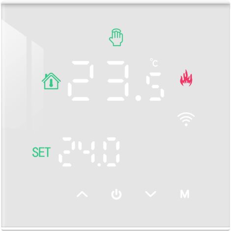 Thermostat WiFi Intelligent, Thermostat de Chaudière Programmable pour Chauffage de Chaudière Eau/Gaz, Montage Mural avec Affichage LCD Numérique, 3A TGW60W-WIFI-WPB Blanc