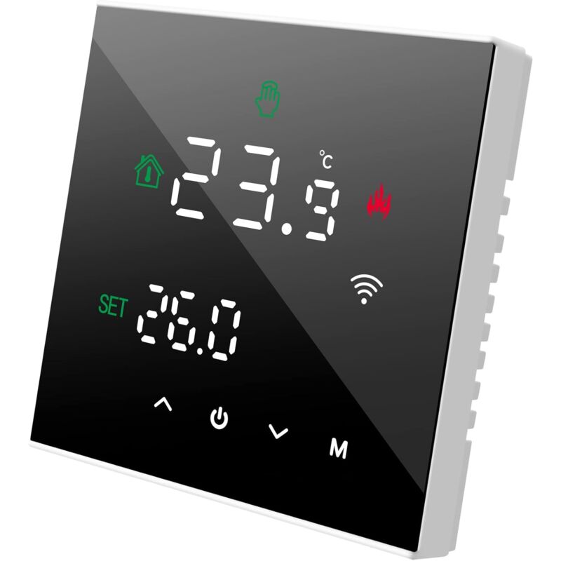 Thermostat WiFi Intelligent, Thermostat de Chaudière Programmable pour Chauffage de Chaudière Eau/Gaz, Montage Mural avec Affichage lcd Numérique