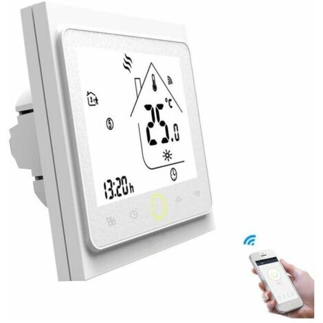 Thermostat WiFi pour Chaudière à Gaz/Eau,pour Chauffe-Eau à gaz Programmable Compatible avec l'application Smart Life/Tuya et Les systèmes Alexa et Google Home (Blanc)