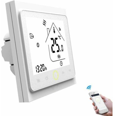 Thermostat WiFi pour Chaudière à Gaz/Eau,pour Chauffe-Eau à gaz Programmable Compatible avec l'application Smart Life/Tuya et Les systèmes Alexa et Google Home (Blanc)