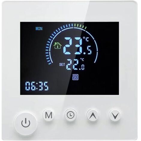 Thermostat WiFi pour chaudière à gaz, programmable, avec écran LCD et application mobile.