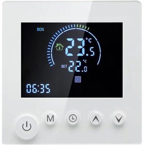 Thermostat WiFi pour chaudières à gaz avec écran LCD programmable et compatible avec Alexa, Google Assistant et les applications mobiles.