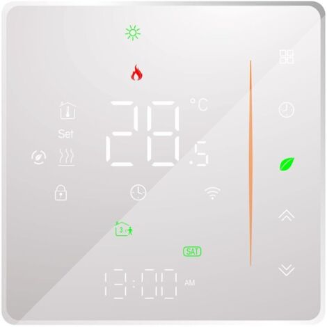 Thermostat WiFi - Thermostat de Chauffage au Sol - Prise en Charge de la Commande par Application - Commande vocale Compatible avec Alexa/Google Home - pour la préparation de l'eau Chaude（Blanc）