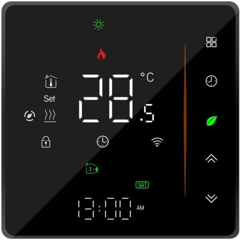 Thermostat WiFi - Thermostat de Chauffage au Sol - Prise en Charge de la Commande par Application - Commande vocale Compatible avec Alexa/Google Home - pour la préparation de l'eau Chaude（Noir）