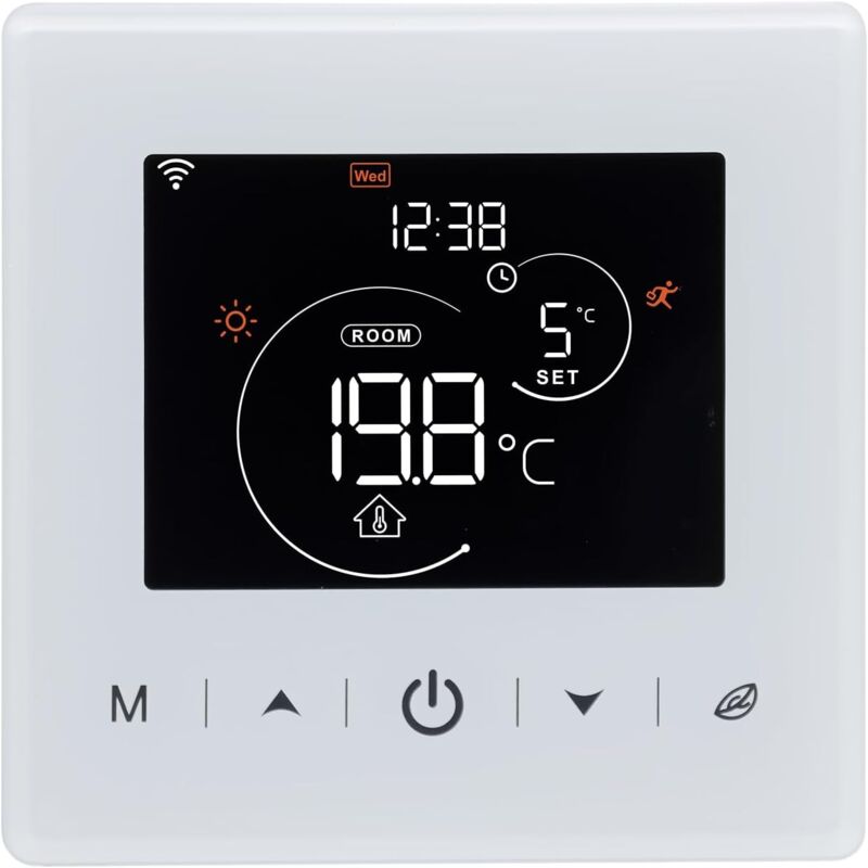 Roleader - Thermostat WiFi,Thermostat chaudiere gaz a Pile,Thermostat d'ambiance programmable à 2 Fils contrôlé par Tuya ou Smart Life,Compatible