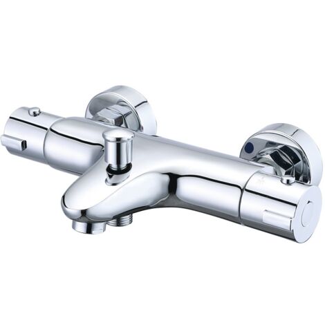 Thermostatic Bathtub Mixer Tap,with 38°Safety Knob Thermostatic Bath Shower Mixer Tap,Thermostatic Bathtub Faucet,Chrome,Brass