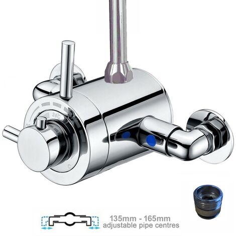 Thermostatic Concentric Exposed Shower Mixer Valve 135mm 165mm Centres 3/4"" Top