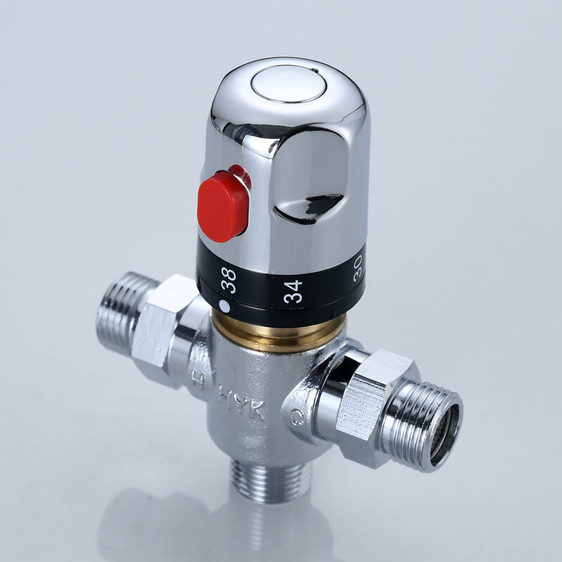 Thermostatic Mixing Valve Temperature Control G1/2' Solid Brass 3 Way Valve for Shower Systems