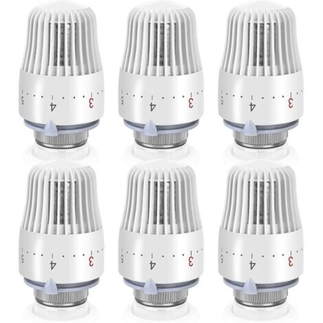 Thermostatic Radiator Valve: 6 Pieces Thermostatic Radiator Head, Radiator Thermostat, Thermostat M30 X 1.5, White