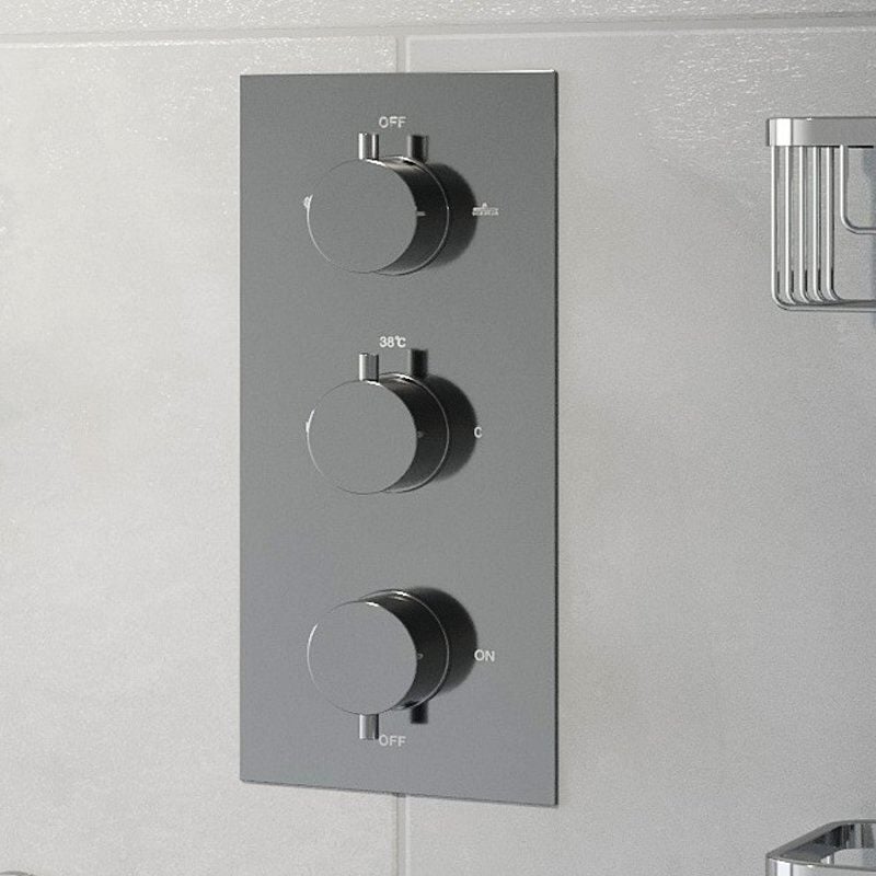 Architeckt - Thermostatic Round Control Concealed Shower Valve Triple Outlet Chrome Finish