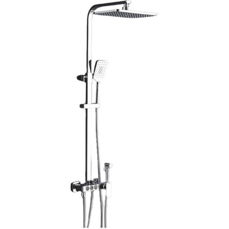 Thermostatic Shower Column, Shower Column with Mixer Tap and Hand Shower 30x30cm, Adjustable Shower Column