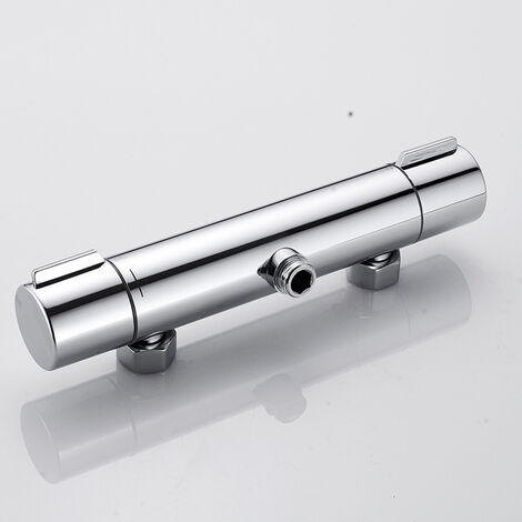 Thermostatic Shower Faucet Shower System Bathroom Thermostatic Shower Faucet Wall Mounted Stainless Steel Hot and Cold Shower Faucet，Silver，Outlet facing down