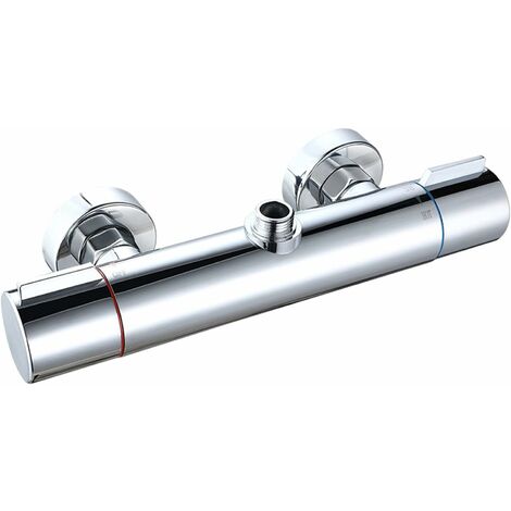 Thermostatic Shower Faucet Shower System Bathroom Thermostatic Shower Faucet Wall Mounted Stainless Steel Hot and Cold Shower Faucet，Silver，Outlet facing up