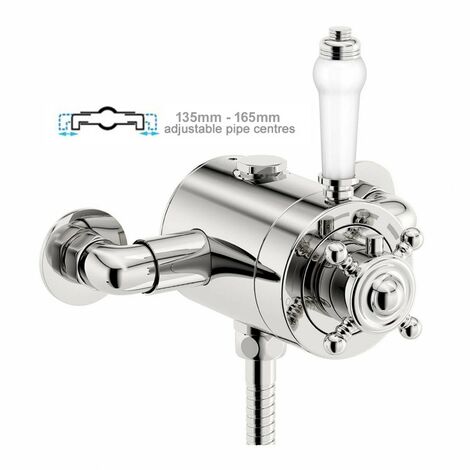 BUYAPARCEL Thermostatic Traditional Exposed Shower Mixer Valve - 135mm to 160mm Centres