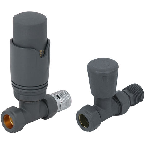 Thermostatic TRV Manual Radiator Valves Straight Anthracite Pair