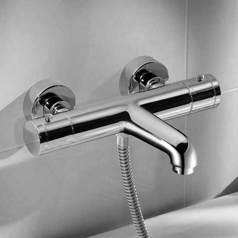 Thermostatic Wall Mounted Chrome Bath Shower Mixer Tap