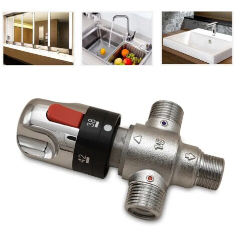 Thermostatische Mischbatterie für Duscharmaturen, Badezimmer, Waschbecken, Badewanne, 3-Wege, 20-55 °C