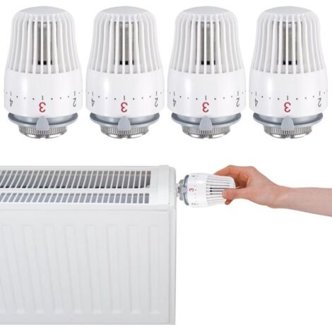 Thermostatischer Heizkörperventilkopf, 4 Stück: M30 x 1,5 Thermostatischer Heizkörperventilkopf, Ersatz-Thermostat-Heizkörperventilkopf für Küchenspüle, Toilette, Badezimmer, MUMU