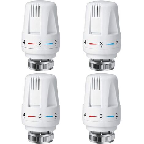 Thermostatischer Heizkörperventilkopf – 4 Stück – TRV Heizkörperthermostatkopf M30 x 1,5 – Heizkörperventile für die Heizung zu Hause und im Büro