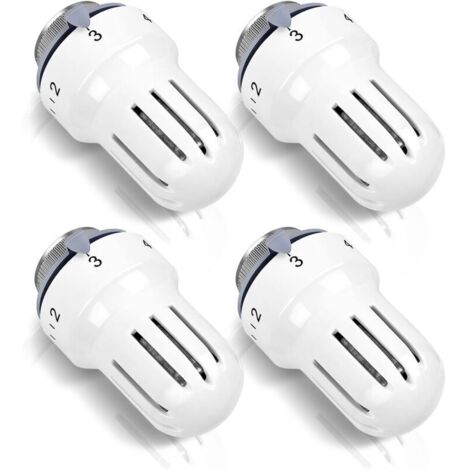 Thermostatventil für Heizkörper: 4-teiliger Thermostatkopf, Heizkörperthermostat, Thermostat M30 x 1,5, Weiß