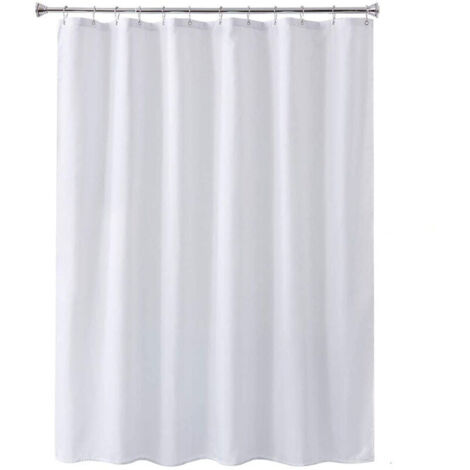 Thick, plain polyester shower curtain, waterproof and mildew-resistant, ideal for bathrooms and hotels. This plain white polyester shower curtain (120 g/m², 120 x 200 cm)
